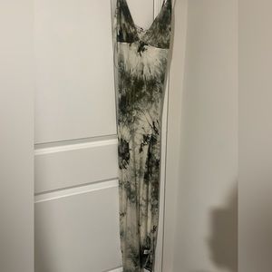 Tie dye green slit maxi dress green/combo